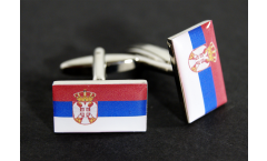 Boutons de Manchette drapeau Serbie avec blason - 18 x 12 mm
