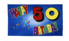 Drapeau Happy Birthday 50 bleu