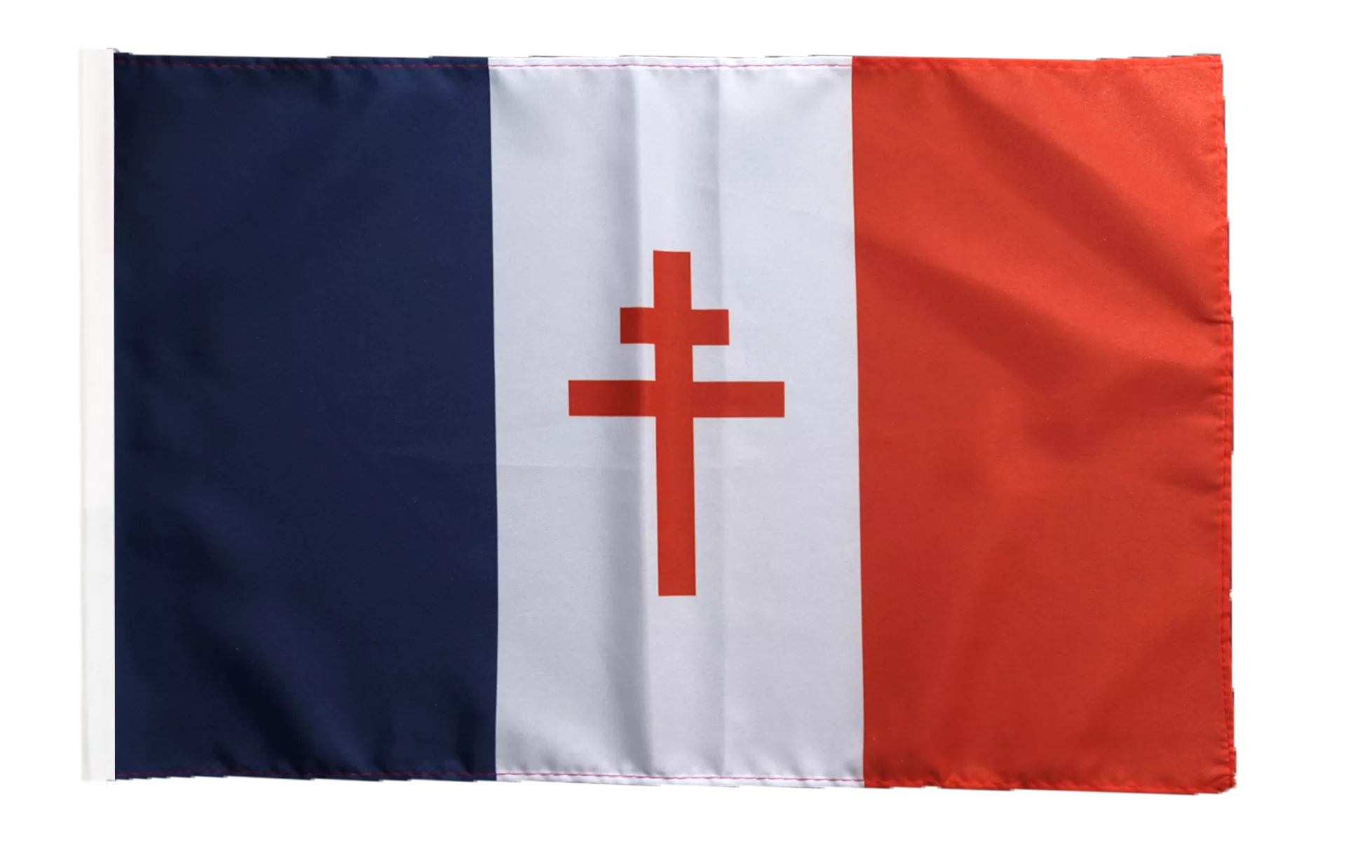 Drapeau France libre 1940-43 - Croix de Lorraine avec ourlet 
